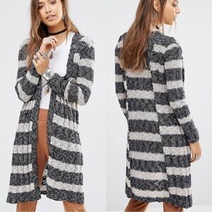 Free People Free Spirit Cardigan In Multi Stripe Navy and Cream Knit Size XS​​